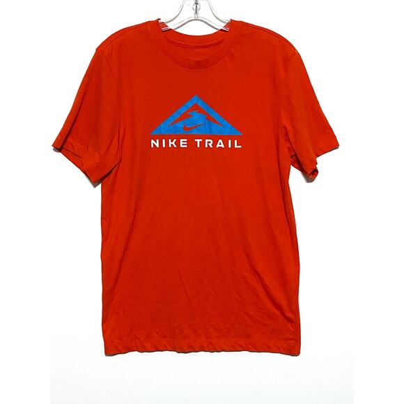 Nike Trail Swoosh The Nike Tee Dri Fit Orange Blue Shirt Men S Athletic Running - Picture 1 of 5